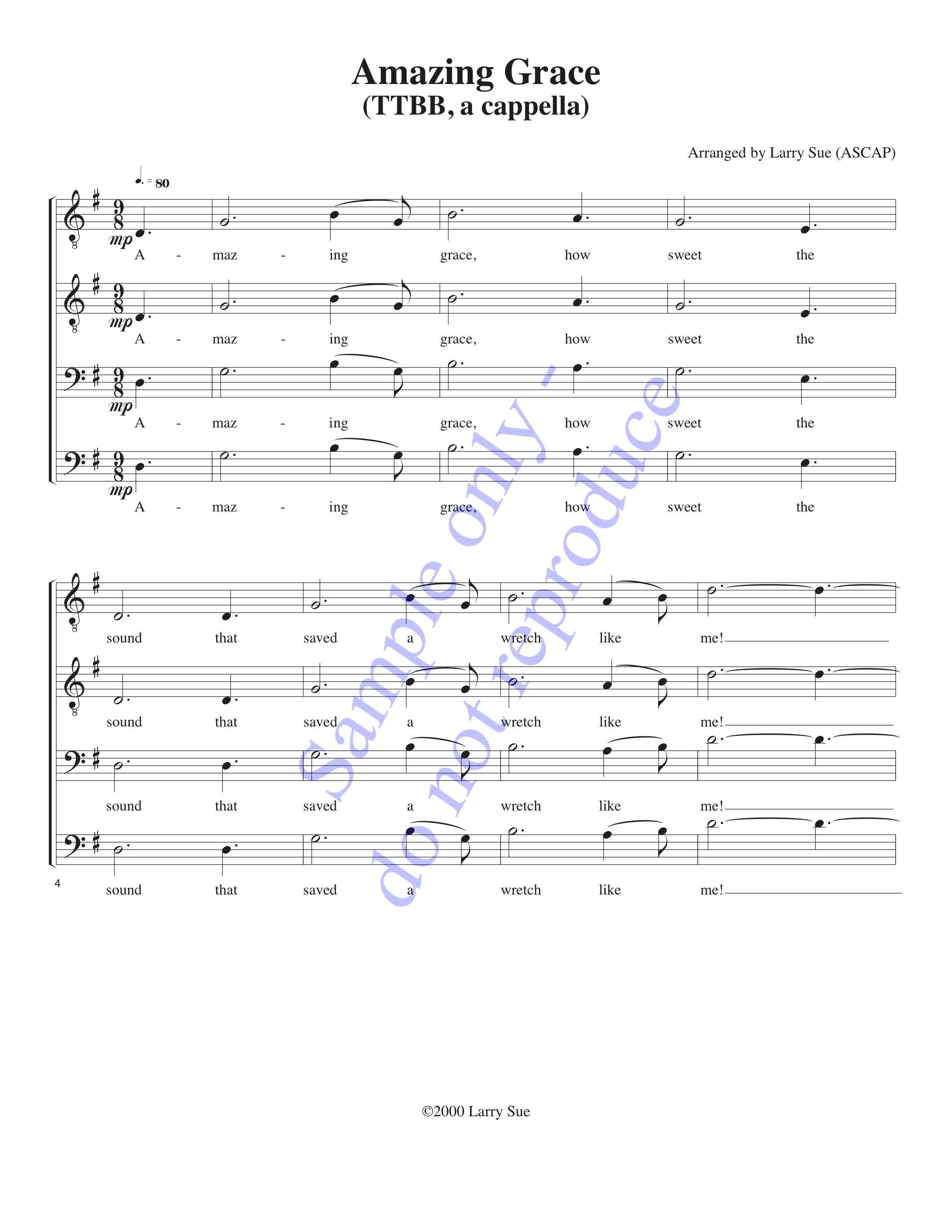 Amazing Grace, TTBB, page 1