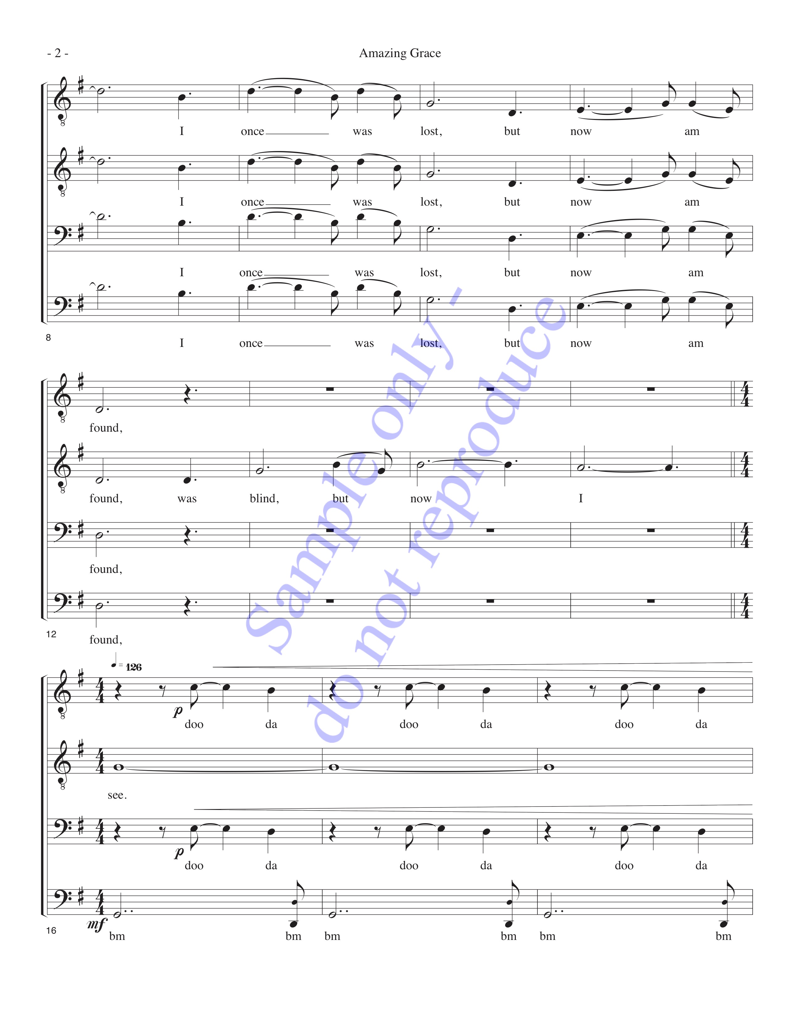Amazing Grace, TTBB, page 2