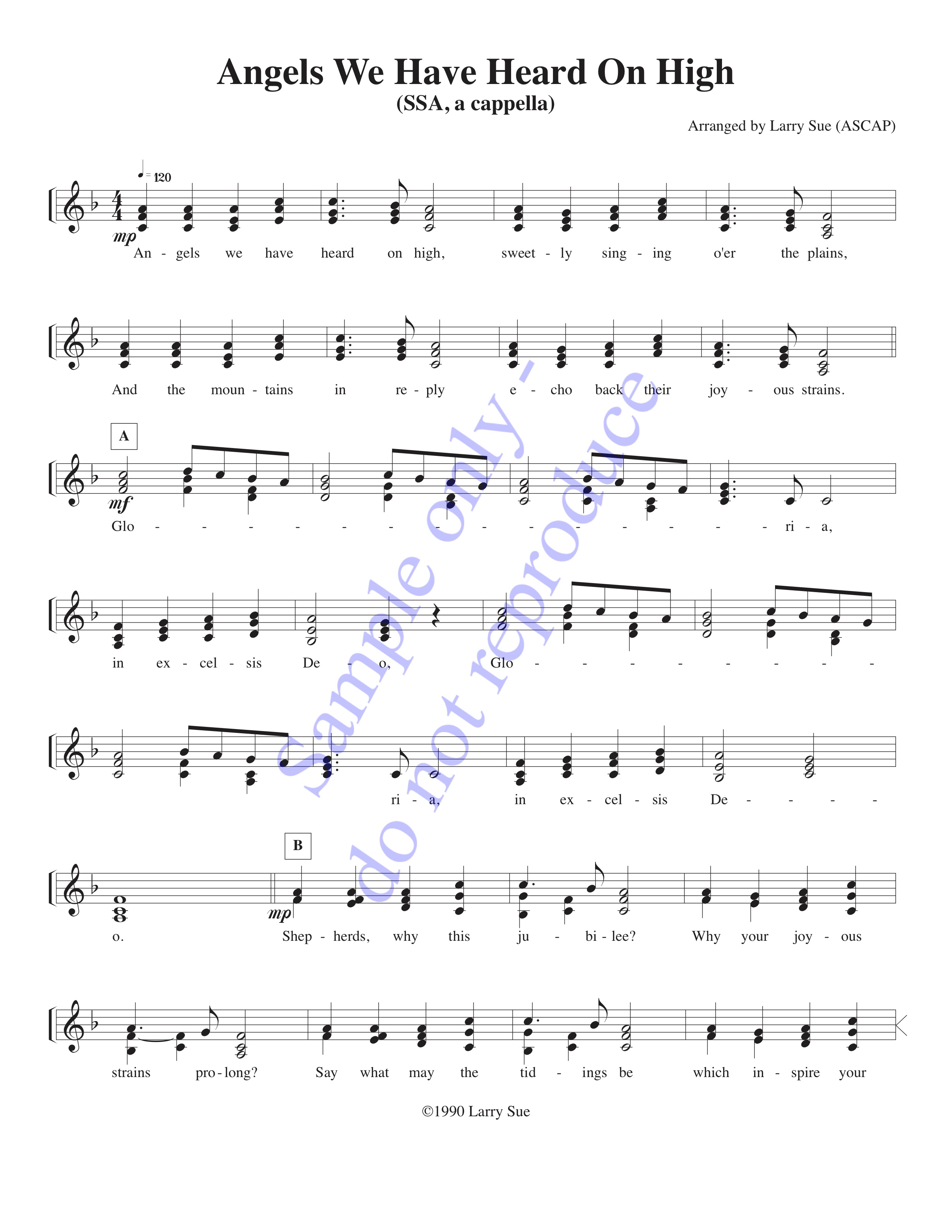 Angels We Have Heard On High, SSA, page 1