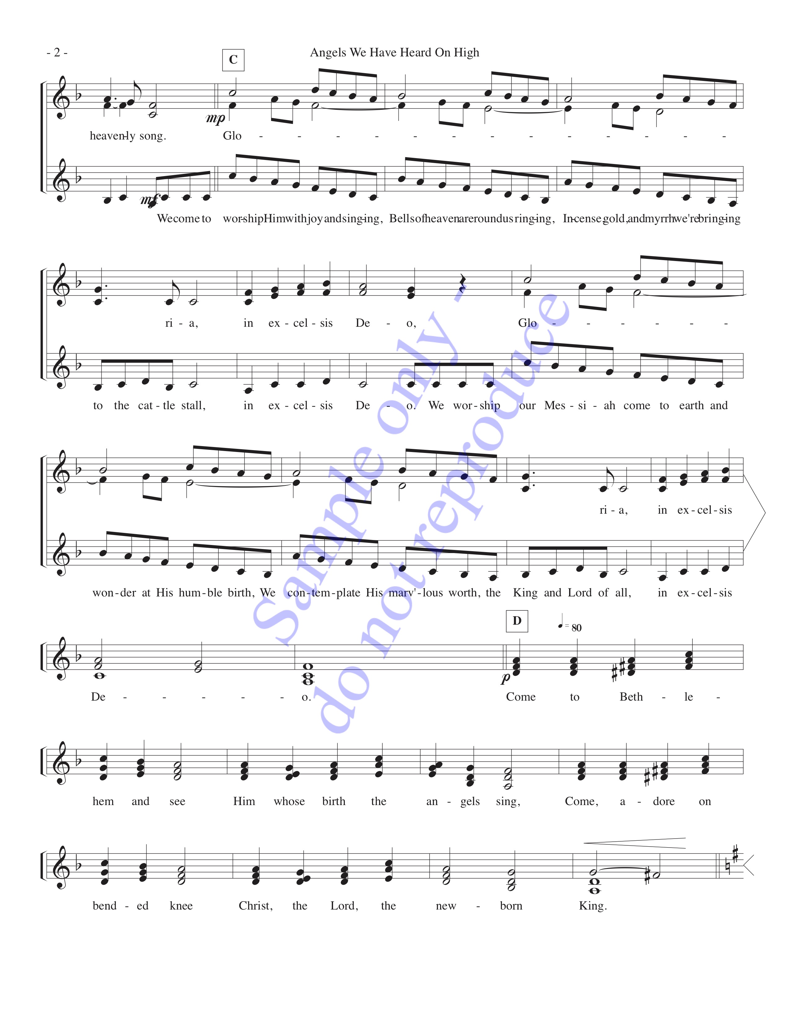Angels We Have Heard On High, SSA, page 2
