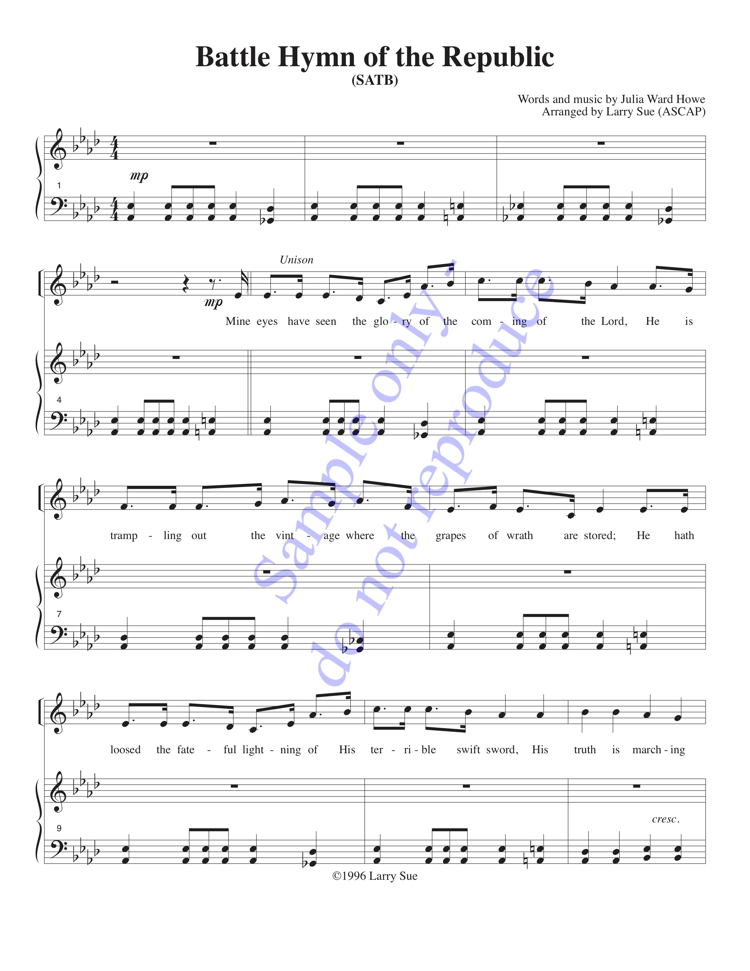 Battle Hymn of the Republic, SATB, page 2