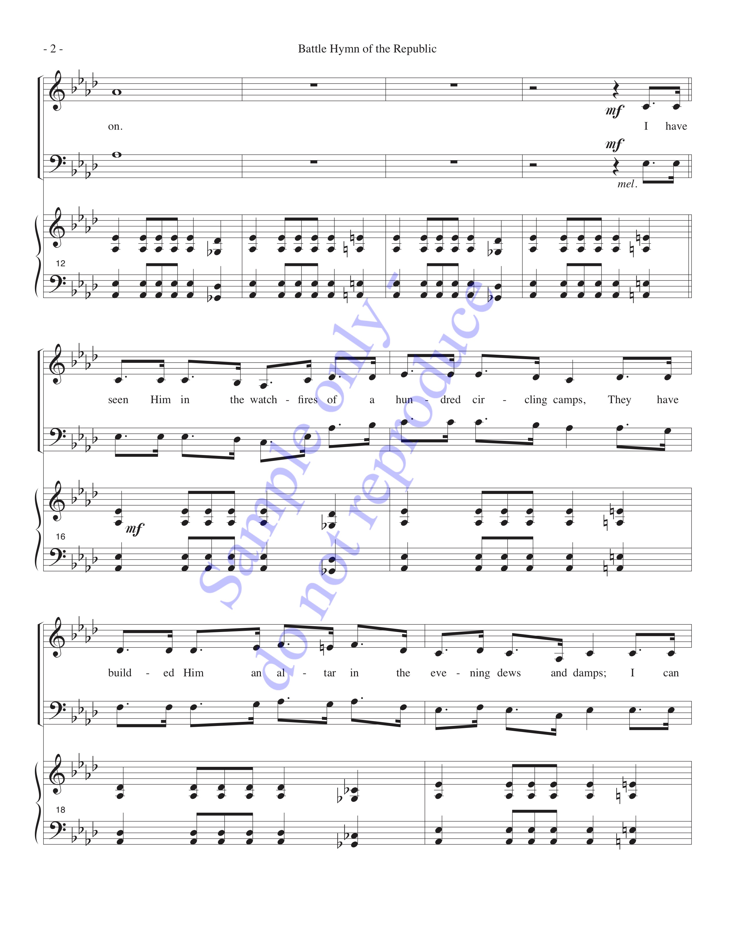 Battle Hymn of the Republic, SATB, page 2