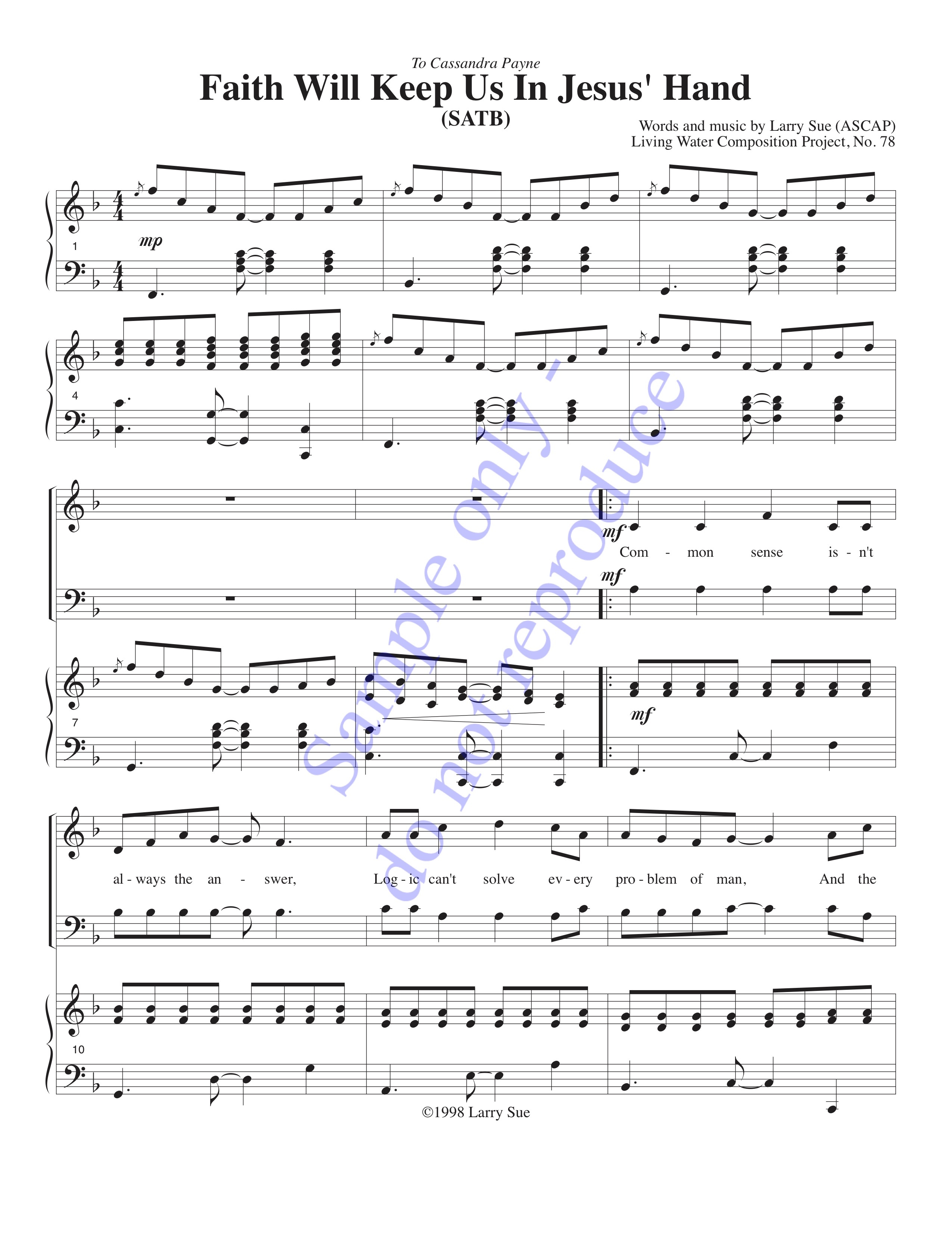 Faith Will Keep Us in Jesus' Hand, page 1