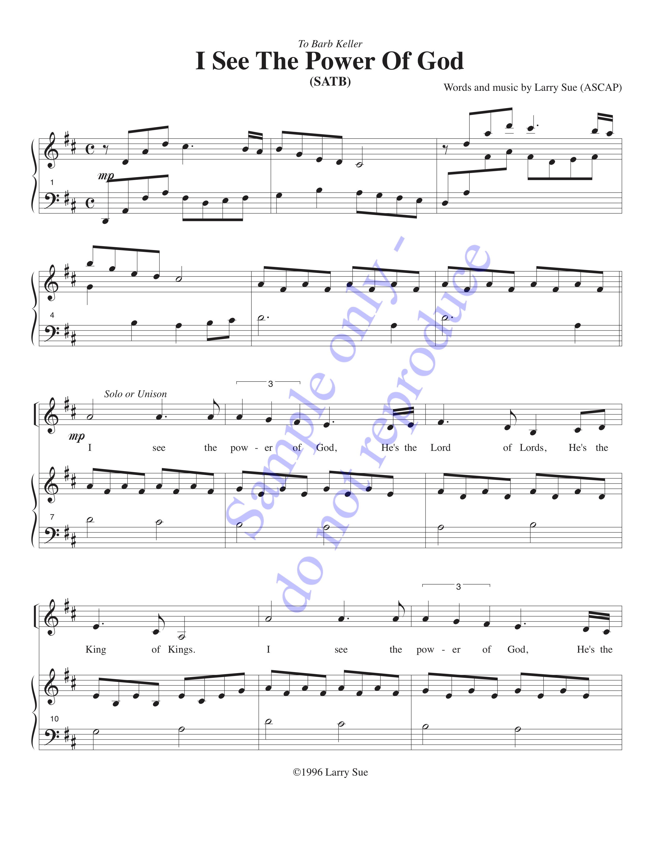 I See the Power of God, SATB, page 1