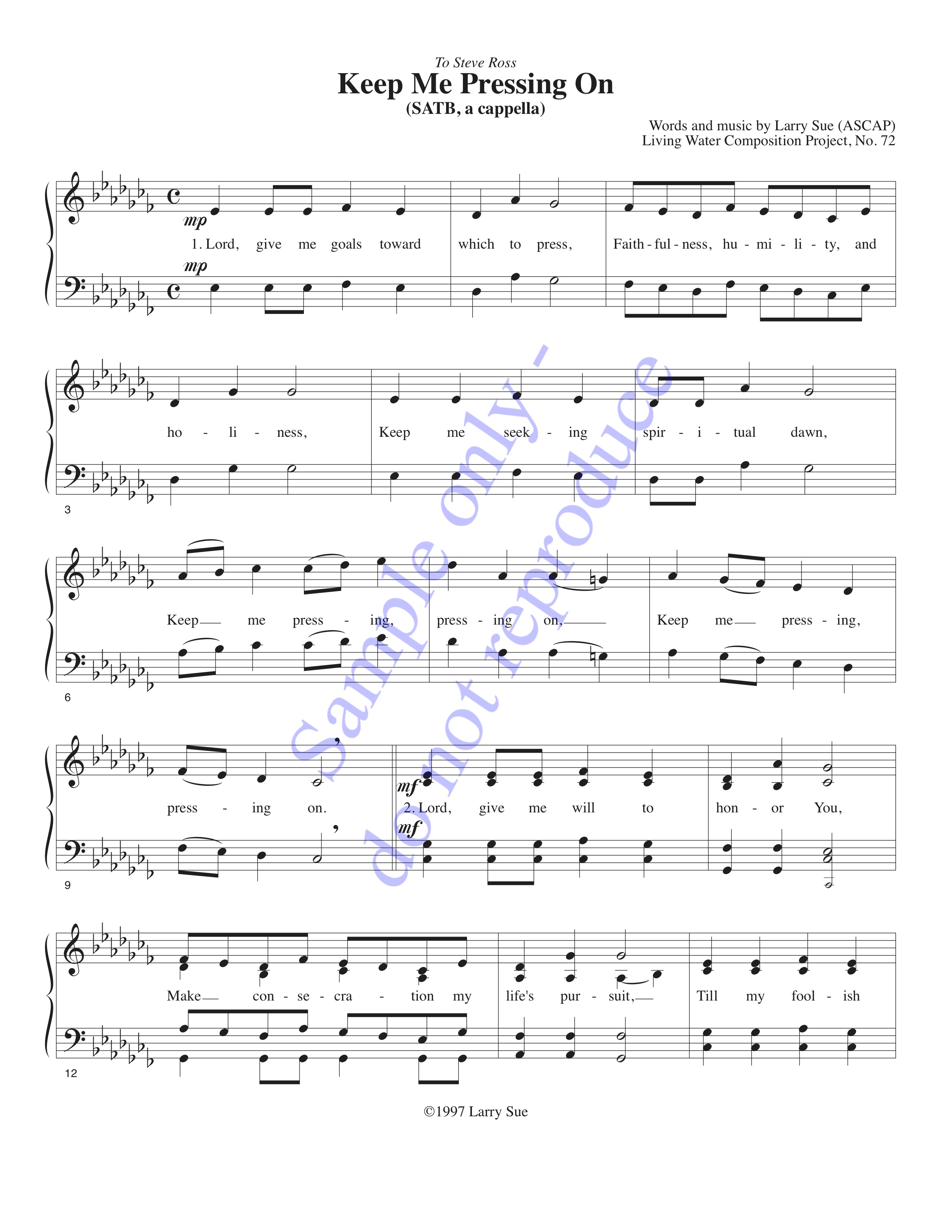 Keep Me Pressing On, page 1