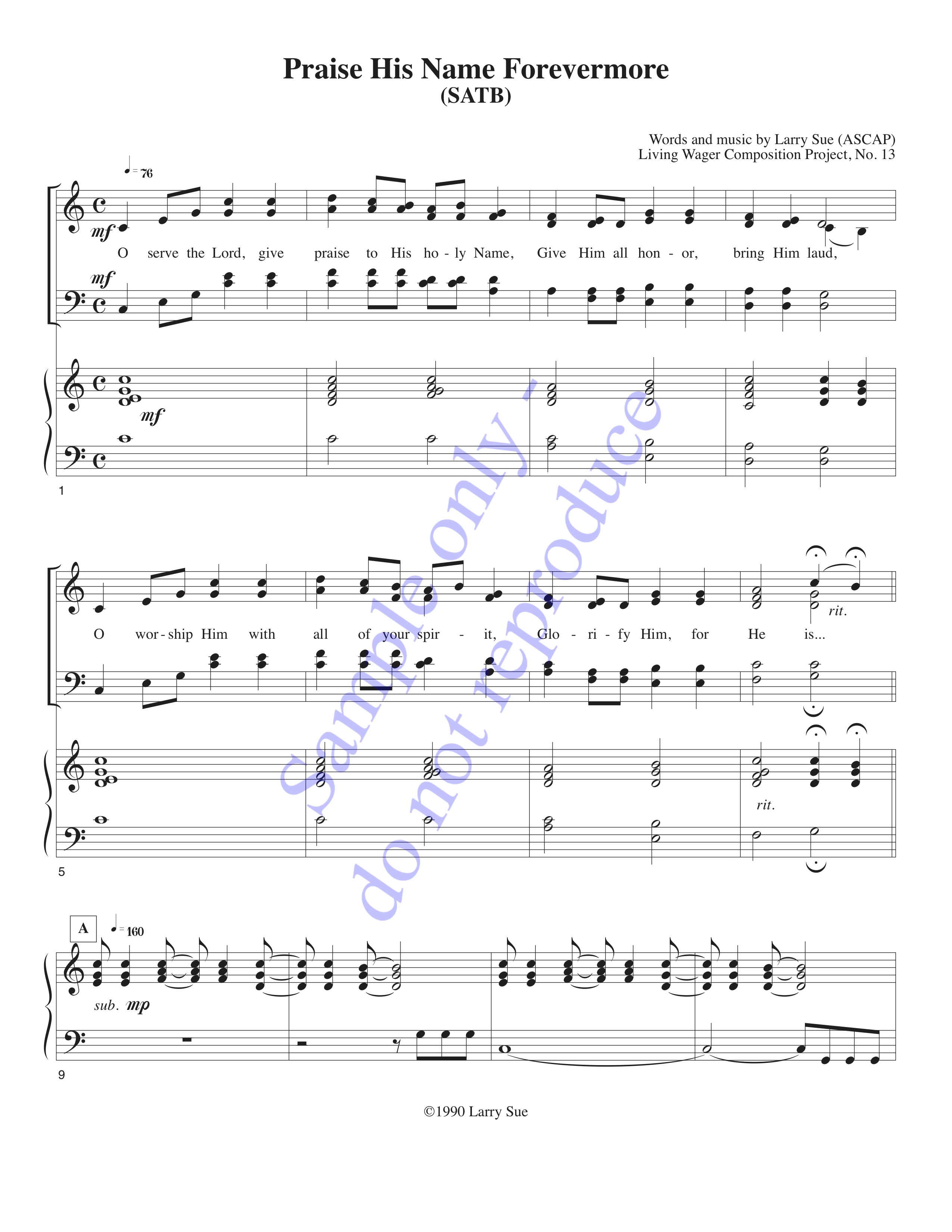 Praise His Name Forevermore, page 1