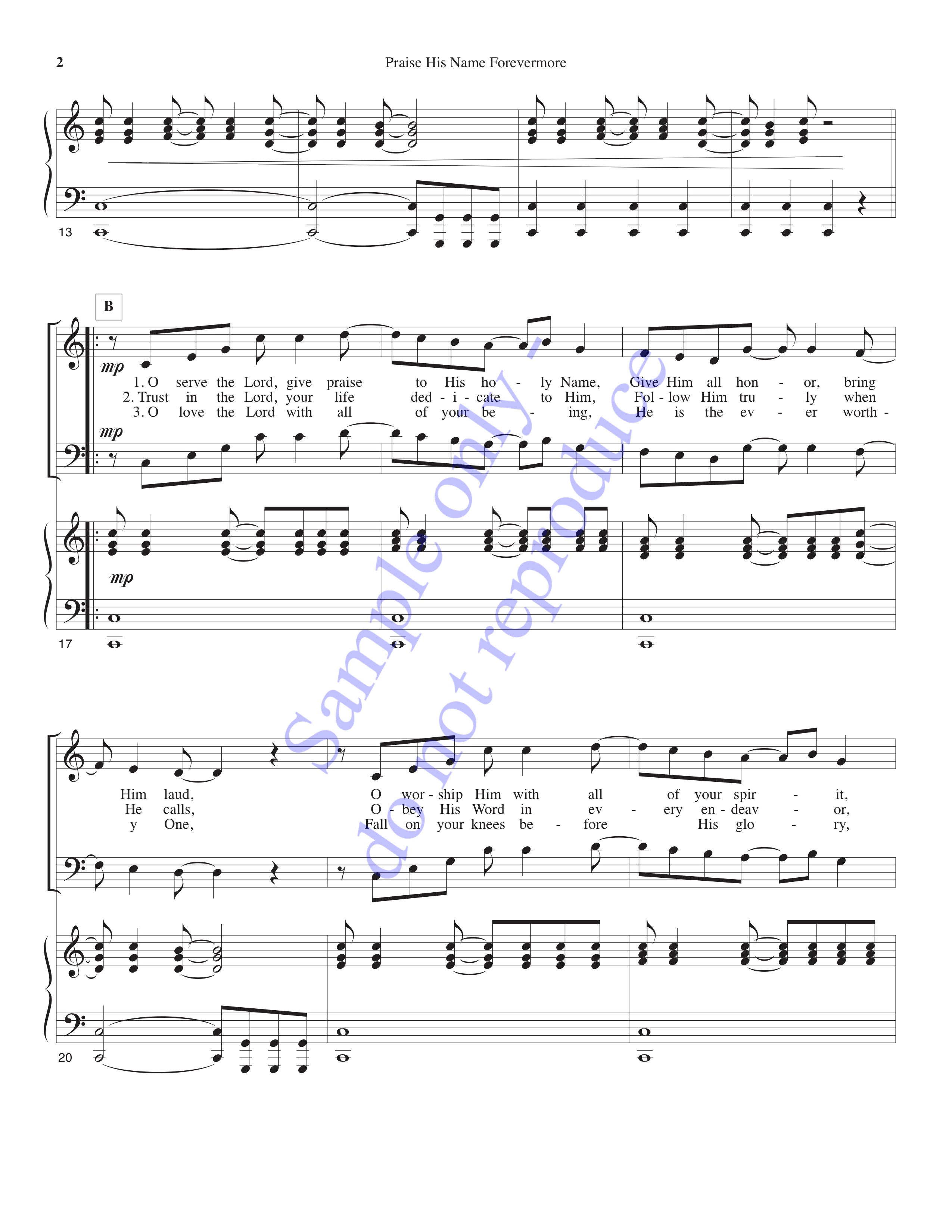 Praise His Name Forevermore, page 2