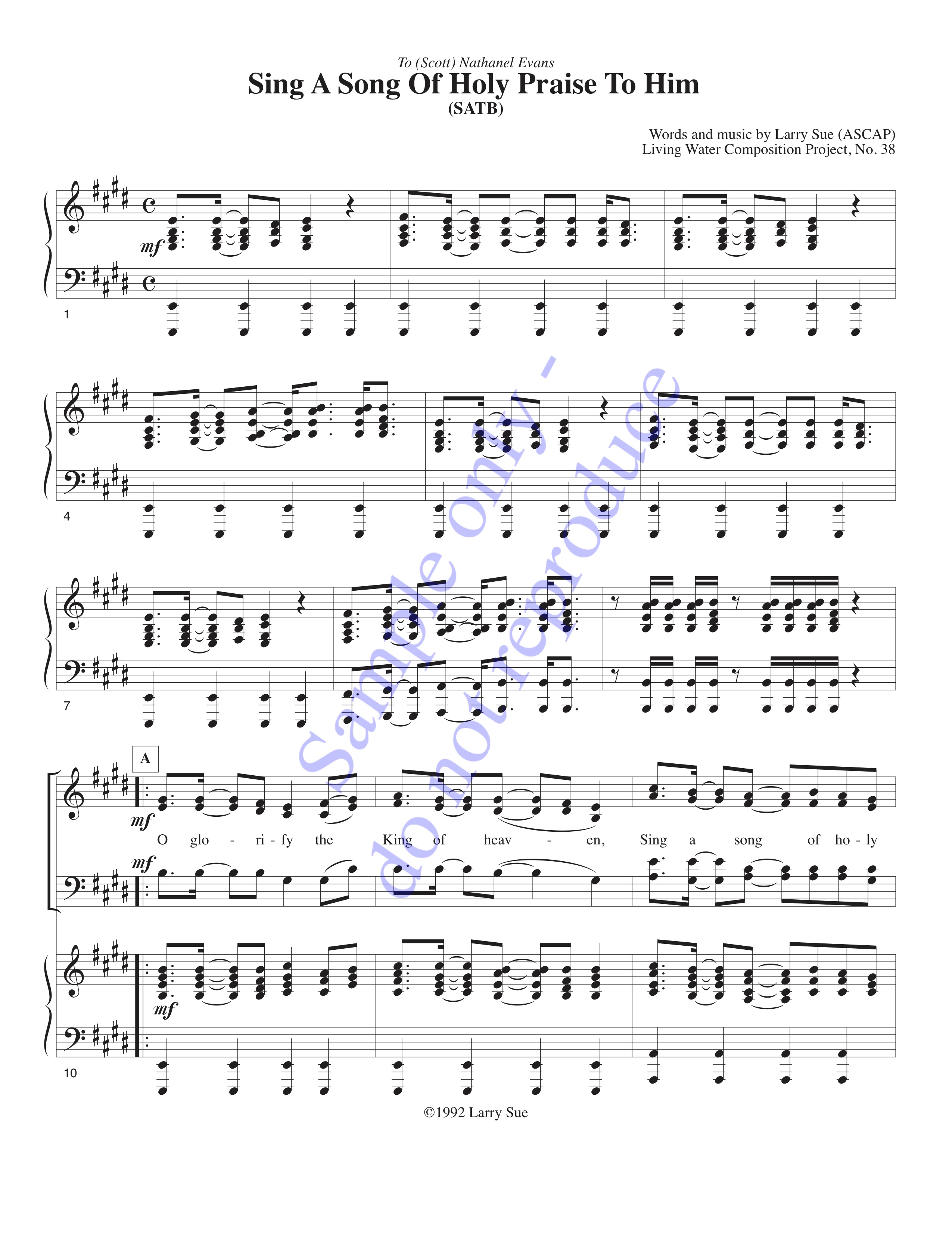 Sing a Song of Holy Praise to Him, page 1