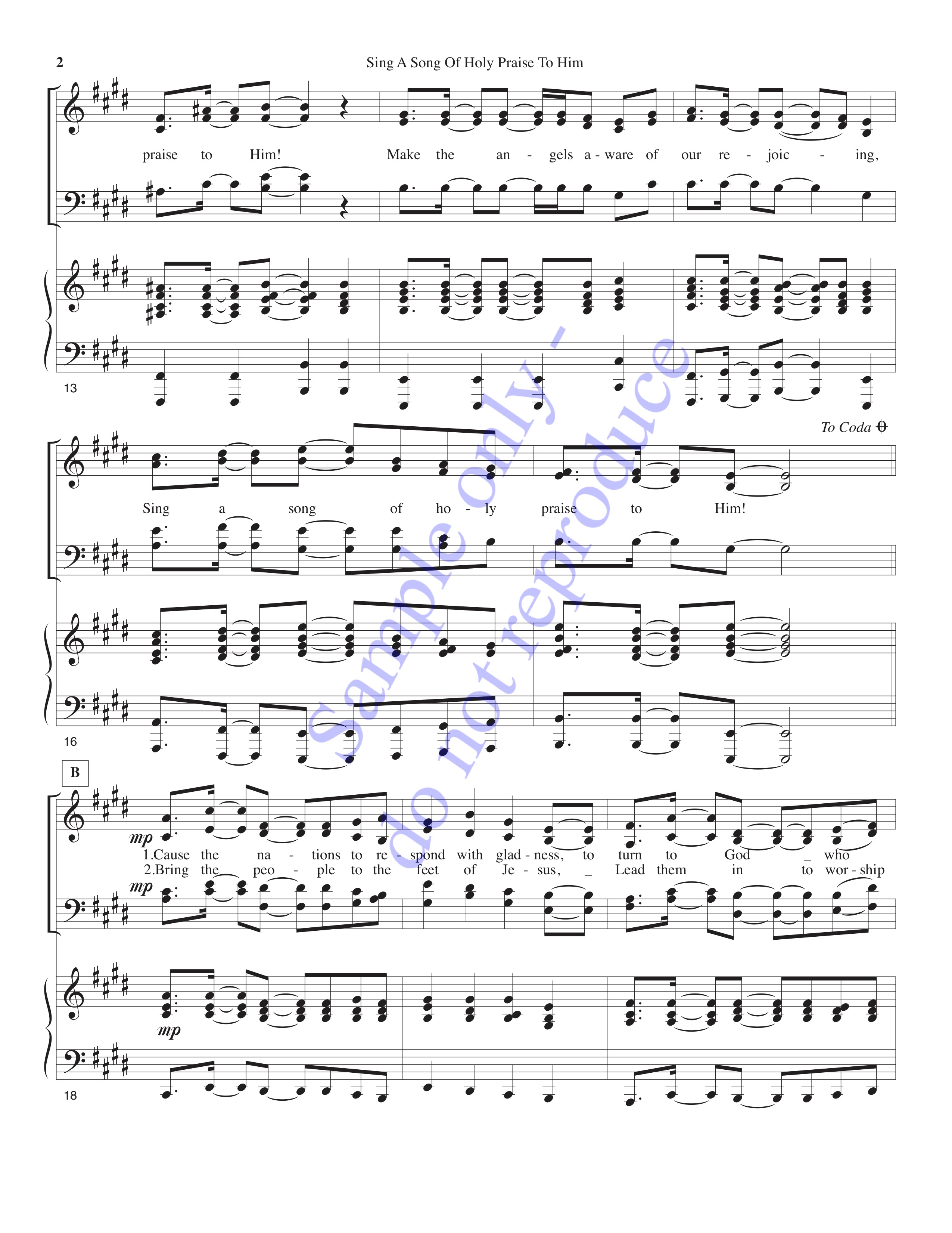 Sing a Song of Holy Praise to Him, page 2