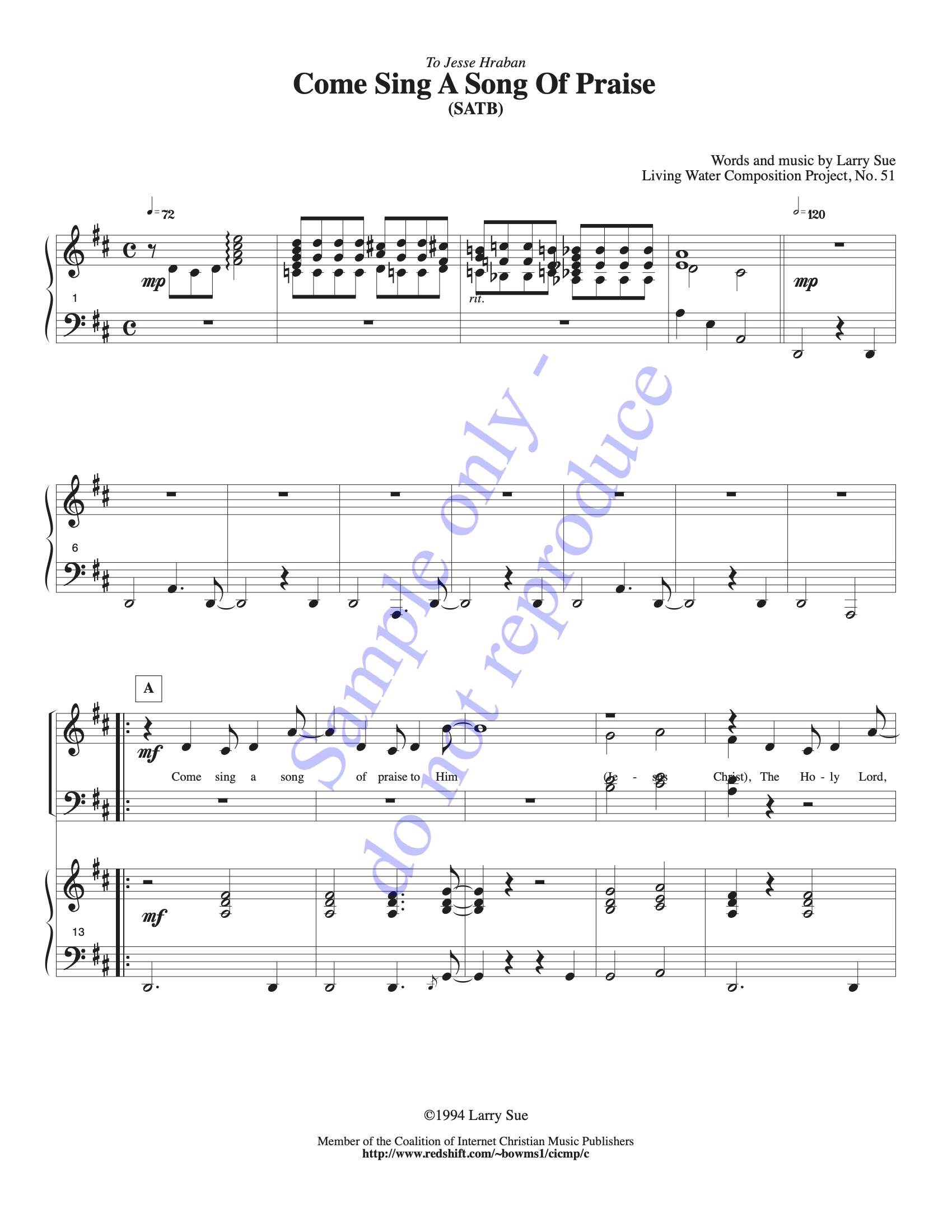 Come Sing a Song of Praise - sample page 2