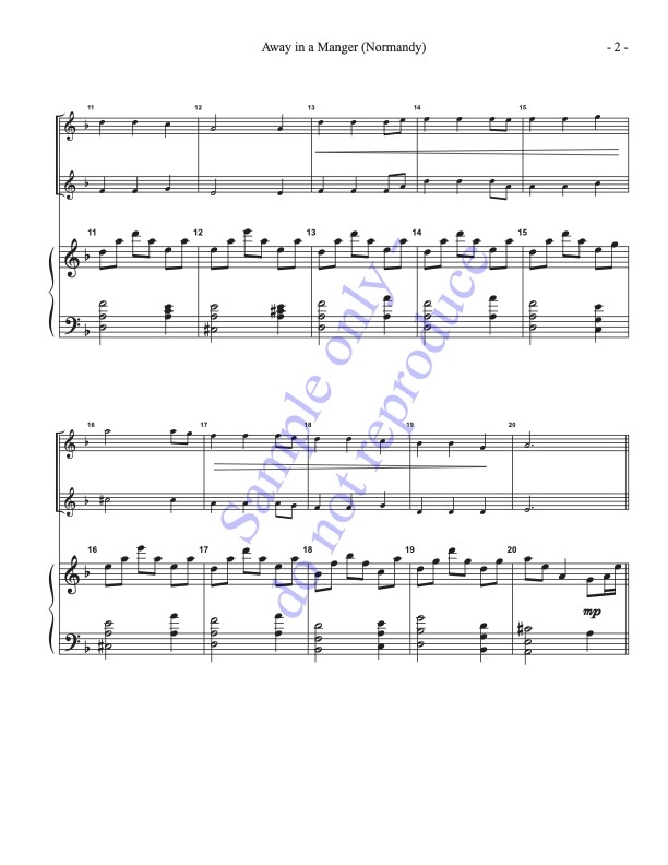 Away in a Manger (NORMANDY), handbell duet, sample page 2