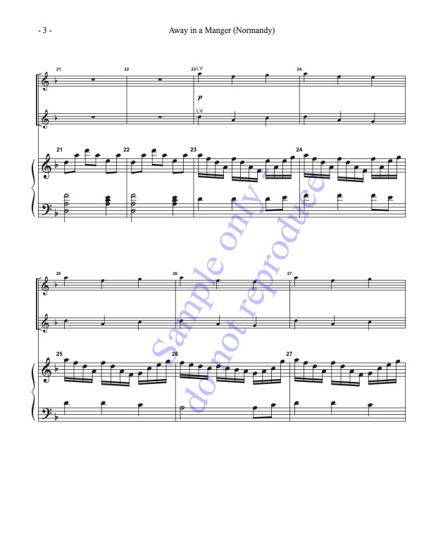 Away in a Manger (NORMANDY), handbell duet, sample page 3