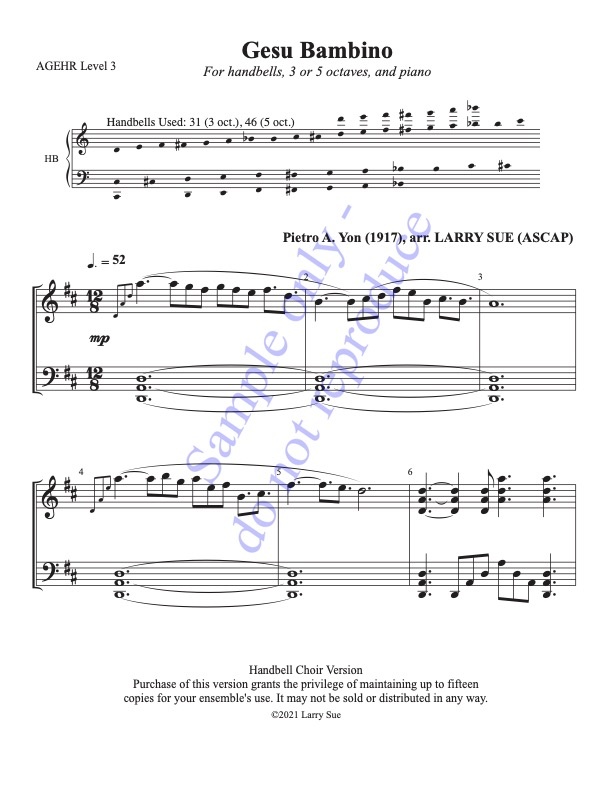 Gesu Bambino (Handbells, three or five octaves, Level 3) - page 1