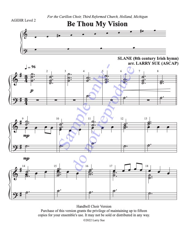 Be Thou My Vision,(Handbells, 2 octaves, Level 2), page 1