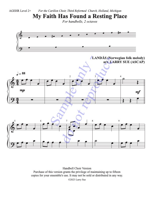 My Faith Has Found a Resting Place (Handbells, 2 octaves, Level 2+), page 1