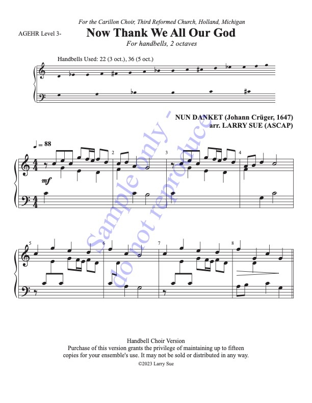 Now Thank We All Our God (Handbells, 2 octaves, Level 3-), page 1
