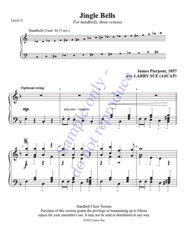 Jingle Bells (Handbells, 3 octaves, Level 3-), page 1