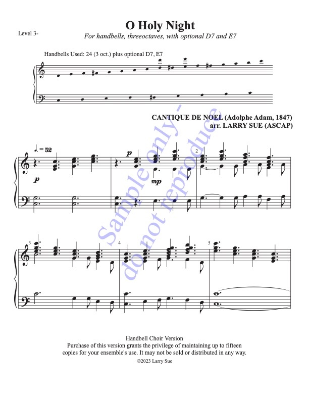 O Holy Night (Handbells, 3 octaves, Level 3-), page 1