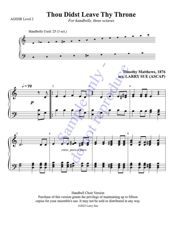 Thou Didst Leave Thy Throne (Handbells, 3 octaves, Level 2), page 1
