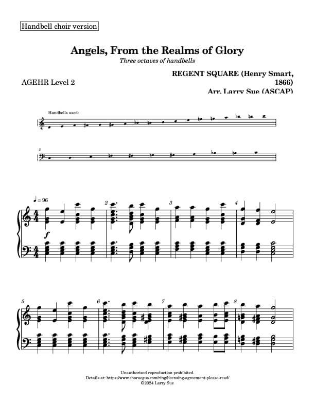 Angels, from the Realms of Glory (Handbells, 3 octaves), page 1