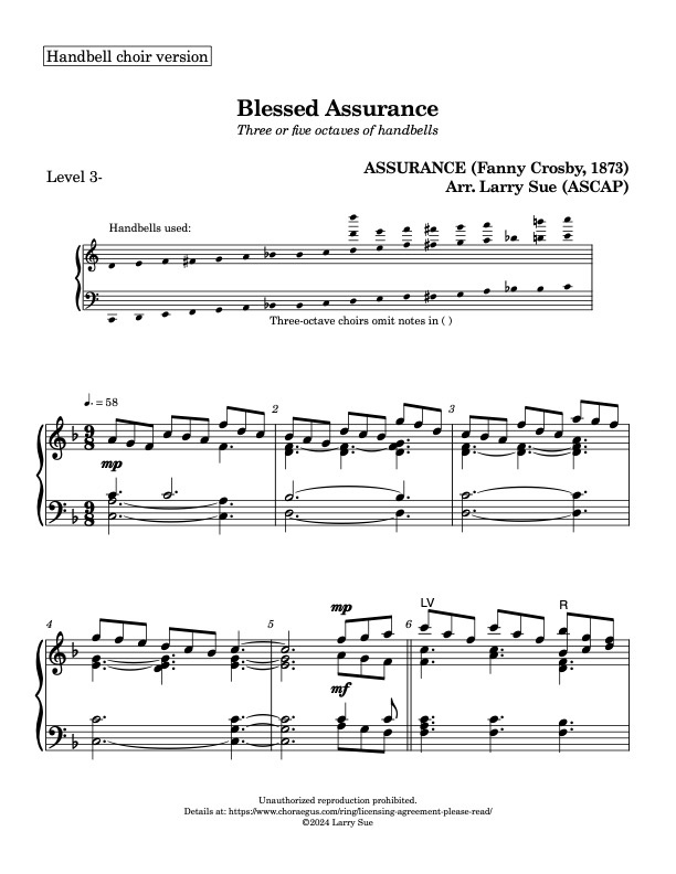 Blessed Assurance (3 or 5 octaves, Level 3-), page 2