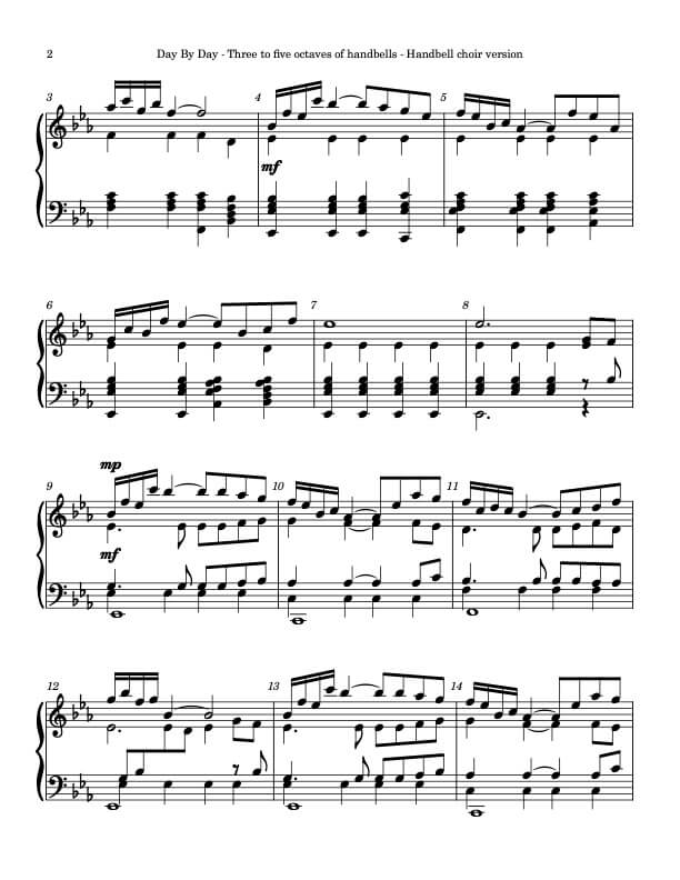 Day by Day (BLOTT EN DAG) (Handbells, 3-5 octaves, Level 3), page 2