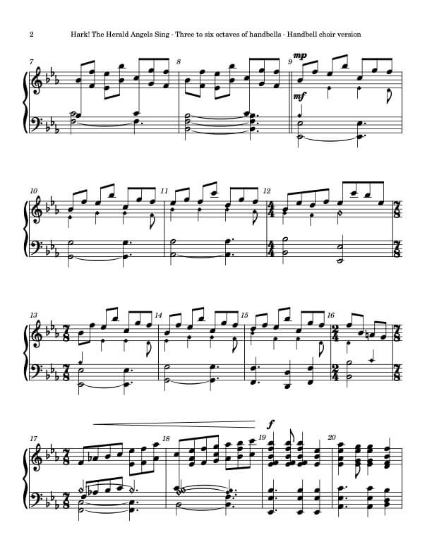 Hark! The Herald Angels Sing (MENDELSSOHN)(Handbells, 3 or 5 octaves, plus handchimes, 2 octaves, Level 5) – page 2
