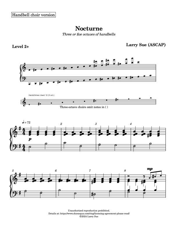 Nocturne (Handbells, 3/5 octaves), page 1
