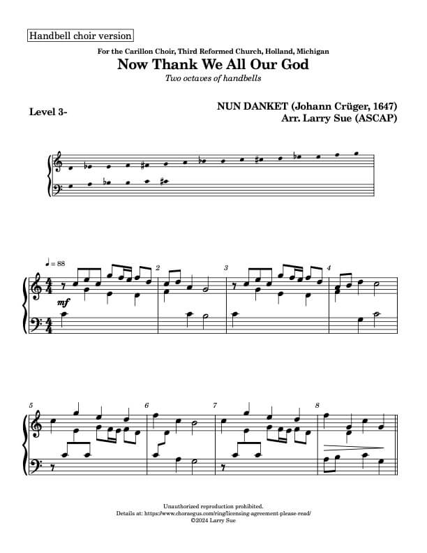 Now Thank We All Our God (Handbells, 2 octaves, Level 3-), page 1