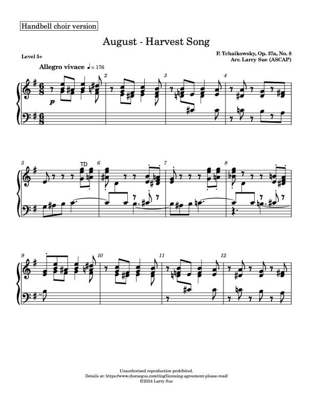 Tchaikovsky - The Seasons - August, page 1