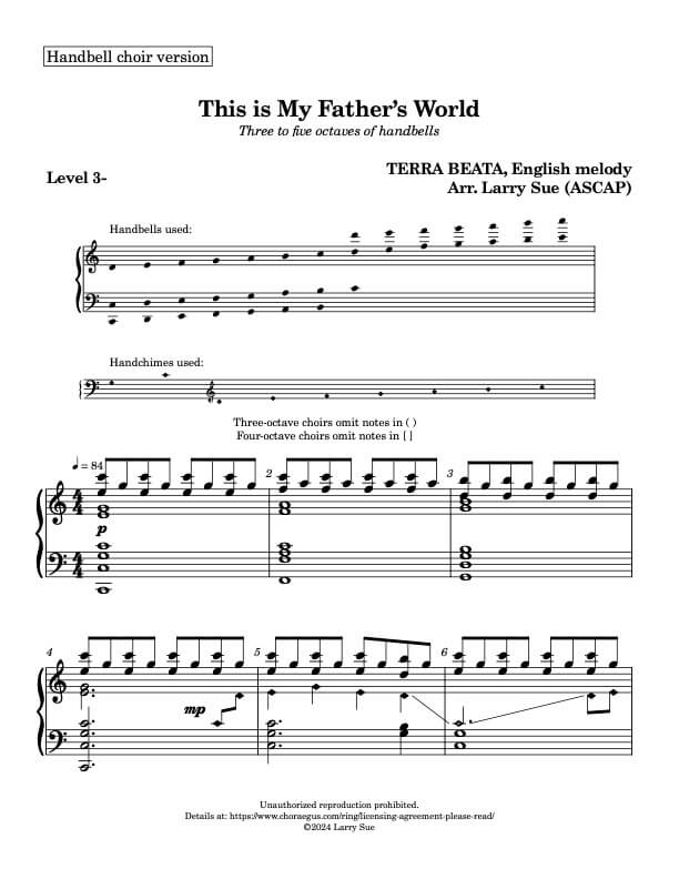 This is My Father's World (TERRA BEATA) (Handbells, 3-5 octaves, Level 3-), page 1