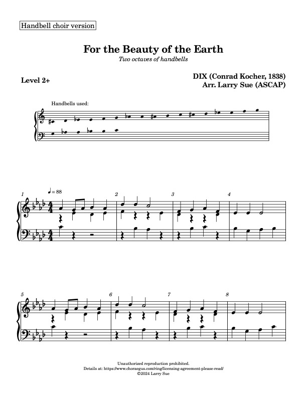 For the Beauty of the Earth (DIX, 2 octaves), page 1
