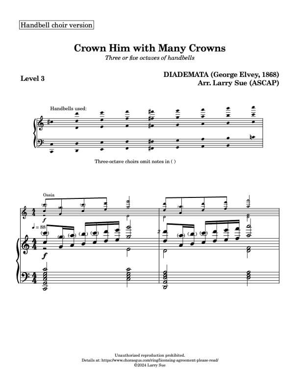 Crown Him with Many Crowns (DIADEMATA) (Handbells, 3/5 octaves, Level 2+), page 1
