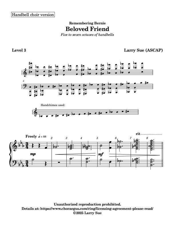 Beloved Friend (Handbells, 5-7 octaves, Level 3), page 1