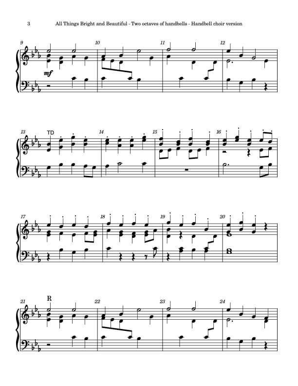 All Things Bright and Beautiful (ROYAL OAK) (Handbells 2 octaves, Level 2), page 2